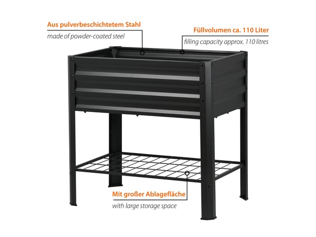 dobar Metall-Hochbeet Kubus auf Stelzen 80 cm x 51 cm x 80 cm