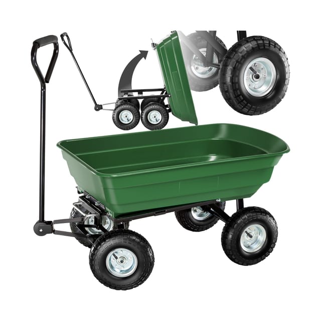 Tectake Bollerwagen Mit Kippfunktion Luftreifen 110 x 50 x 52 cm Grün
