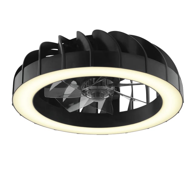 Brilliant LED-Deckenleuchte Fanora mit Ventilator Schwarz Ø 46 cm