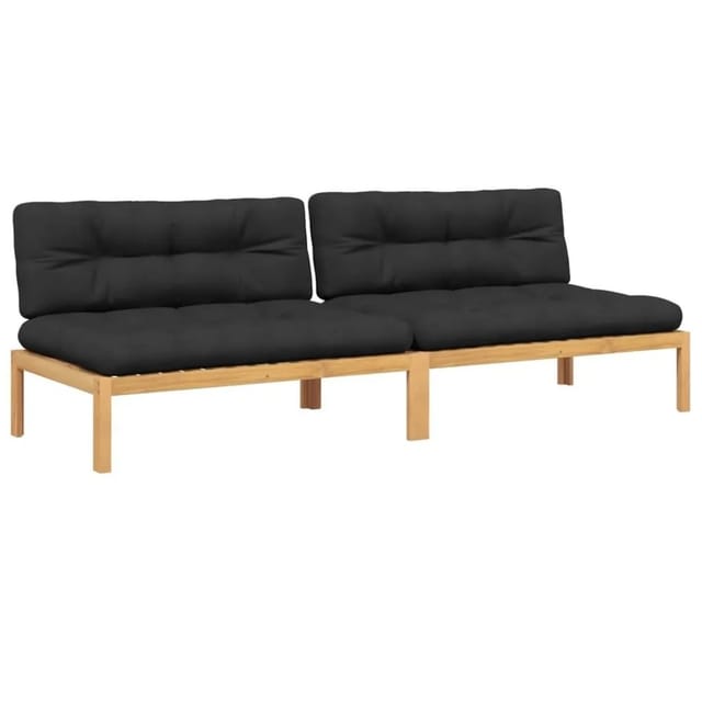 vidaXL Garten-Mittelsofas aus Paletten 2 Stk mit Kissen Akazienholz 3209358