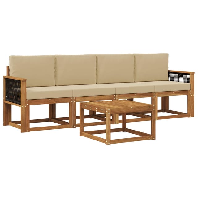 vidaXL Outdoor-Sofagarnitur mit Kissen 4 Stk Natur 3384974