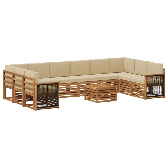 vidaXL Outdoor-Sofagarnitur mit Kissen 8 Stk Natur 3384924
