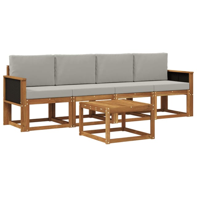vidaXL Outdoor-Sofagarnitur mit Kissen 4 Stk Natur und Hellgrau 3384962