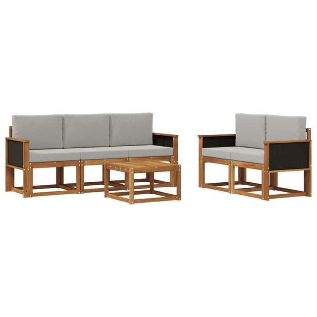 vidaXL Outdoor-Sofagarnitur mit Kissen 6 Stk Natur und Hellgrau 3384982