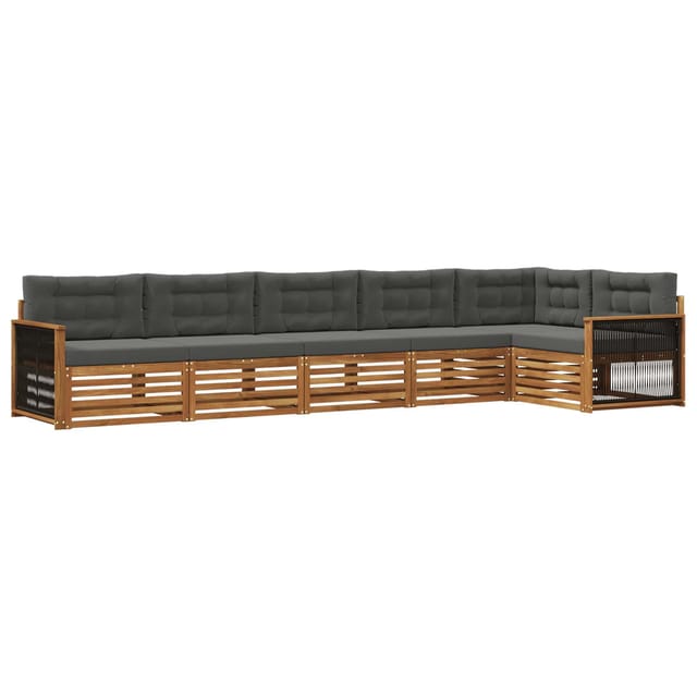 vidaXL Outdoor-Sofagarnitur mit Kissen 6 Stk Natur und Anthrazit 3383415