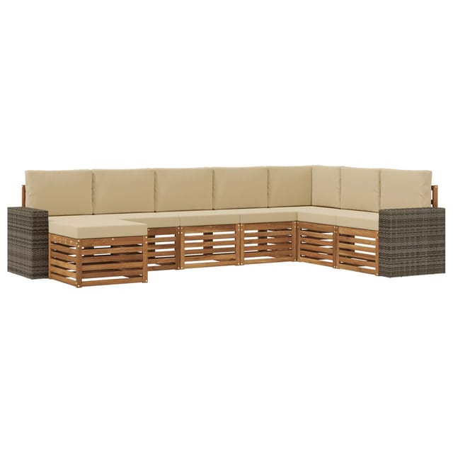 vidaXL Outdoor-Sofagarnitur mit Kissen 8 Stk Natur und Beige 3384729