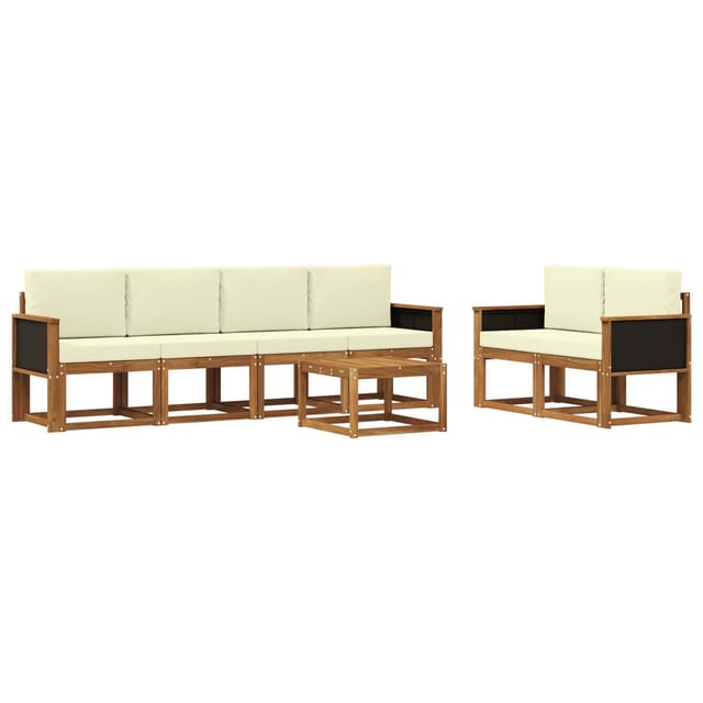 vidaXL Outdoor-Sofagarnitur mit Kissen 6 Stk Natur und Creme 3385001