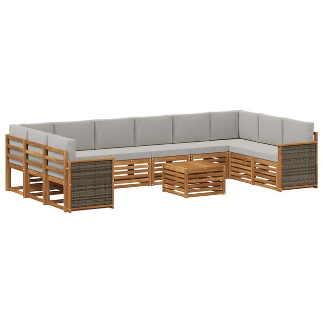 vidaXL Outdoor-Sofagarnitur mit Kissen 8 Stk Natur und Hellgrau 3384917