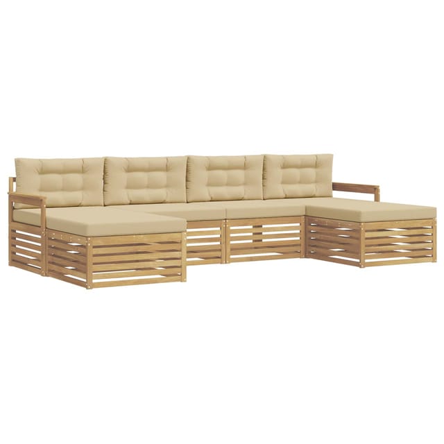 vidaXL Sofagarnituren 6 Stk Weiß und Beige Massivholz Akazie 3390913