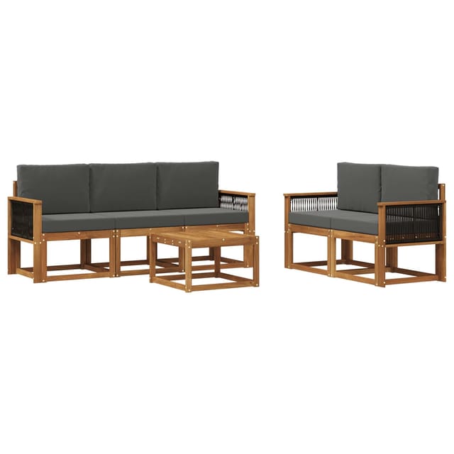 vidaXL Outdoor-Sofagarnitur mit Kissen 6 Stk Natur und Anthrazit 3384993