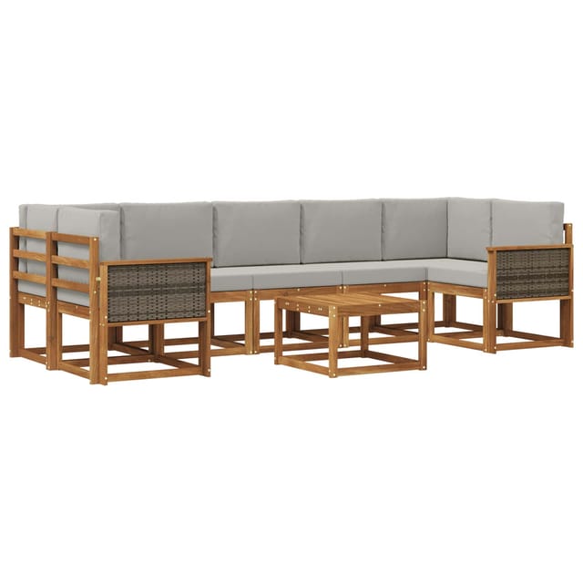 vidaXL Outdoor-Sofagarnitur mit Kissen 6 Stk Natur und Hellgrau 3385067