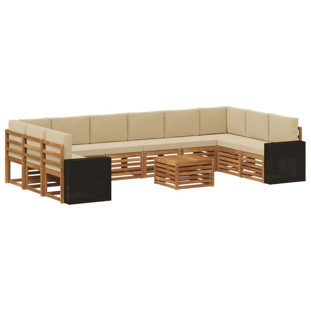 vidaXL Outdoor-Sofagarnitur 11 Stk Natur und Beige Polyester 3384934