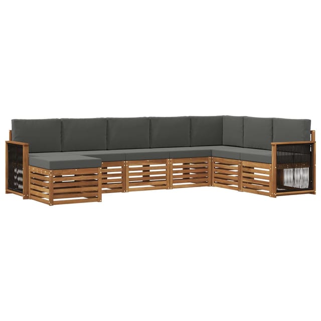 vidaXL Outdoor-Sofagarnitur mit Kissen 6 Stk Natur und Anthrazit 3384713