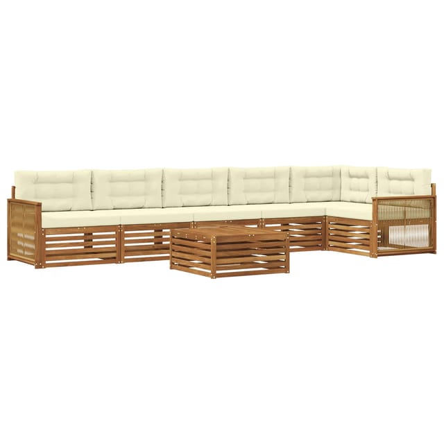 vidaXL Outdoor-Sofagarnitur mit Kissen 7 Stk Natur und Creme 3383448