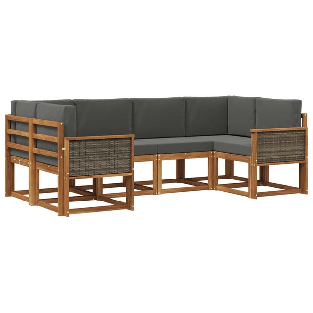 vidaXL Outdoor-Sofagarnitur mit Kissen 6 Stk Natur und Anthrazit 3385488