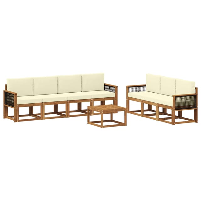 vidaXL Outdoor-Sofagarnitur mit Kissen 7 Stk Natur und Creme 3385051