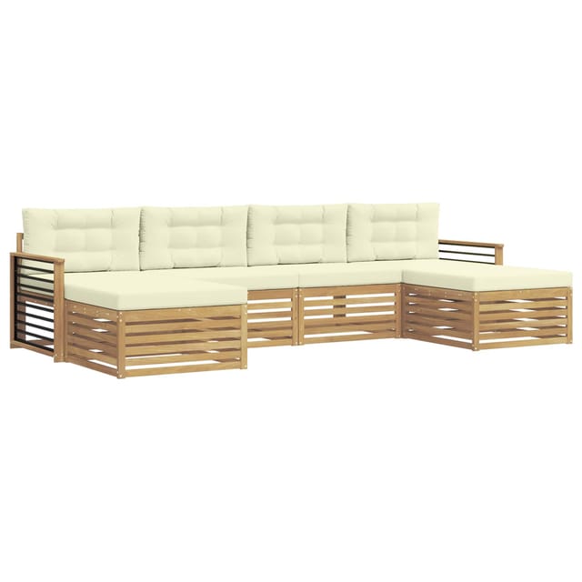 vidaXL Sofagarnituren 6 Stk Weiß und Creme Massivholz Akazie 3390935