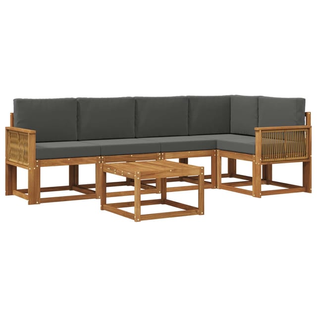 vidaXL Outdoor-Sofagarnitur mit Kissen 6 Stk Natur und Anthrazit 3385238