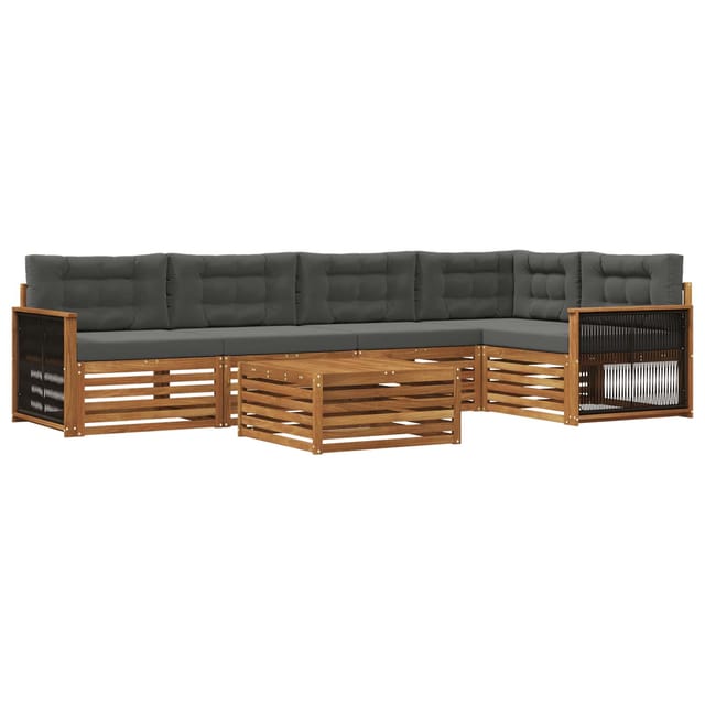 vidaXL Outdoor-Sofagarnitur mit Kissen 6 Stk Natur und Anthrazit 3383385