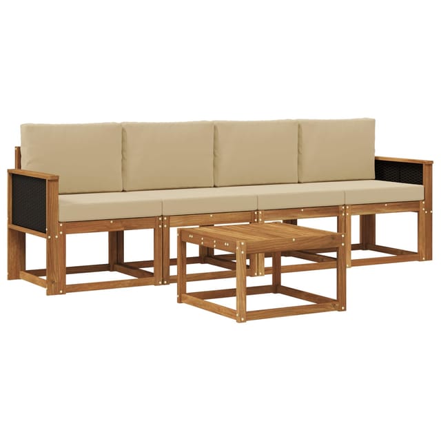 vidaXL Outdoor-Sofagarnitur mit Kissen 4 Stk Natur 3384964