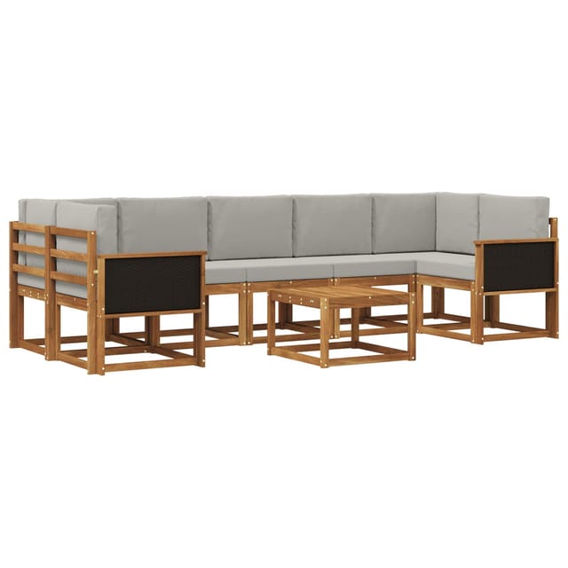 vidaXL Outdoor-Sofagarnitur mit Kissen 6 Stk Natur und Hellgrau 3385062