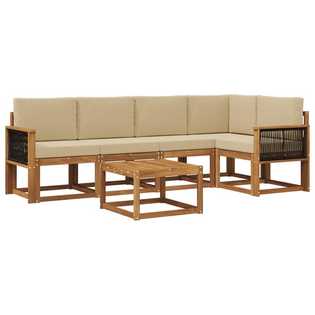 vidaXL Outdoor-Sofagarnitur 6 Stk Natur und Beige Massivholz Akazie 3385234