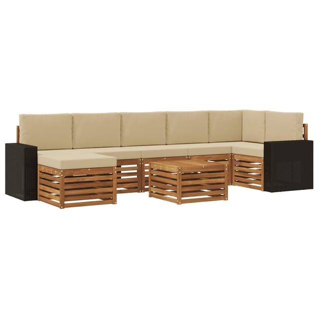 vidaXL Outdoor-Sofagarnitur mit Kissen 8 Stk Natur und Beige 3384664