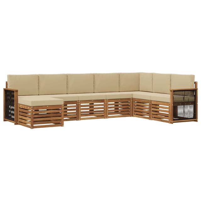 vidaXL Outdoor-Sofagarnitur mit Kissen 6 Stk Natur 3384714
