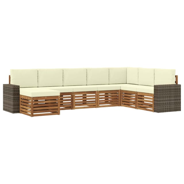 vidaXL Outdoor-Sofagarnitur mit Kissen 8 Stk Natur und Creme 3384726