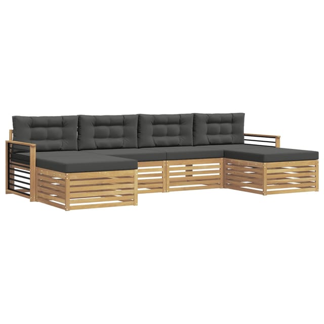 vidaXL Sofagarnituren 6 Stk Weiß und Anthrazit Massivholz Akazie 3390937