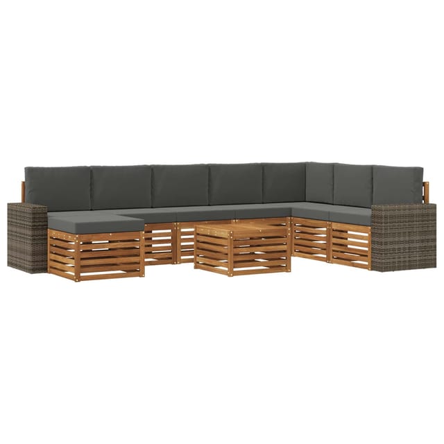 vidaXL Outdoor-Sofagarnitur mit Kissen 9 Stk Natur und Anthrazit 3384758
