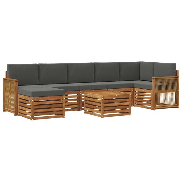vidaXL Outdoor-Sofagarnitur mit Kissen 7 Stk Natur und Anthrazit 3384658