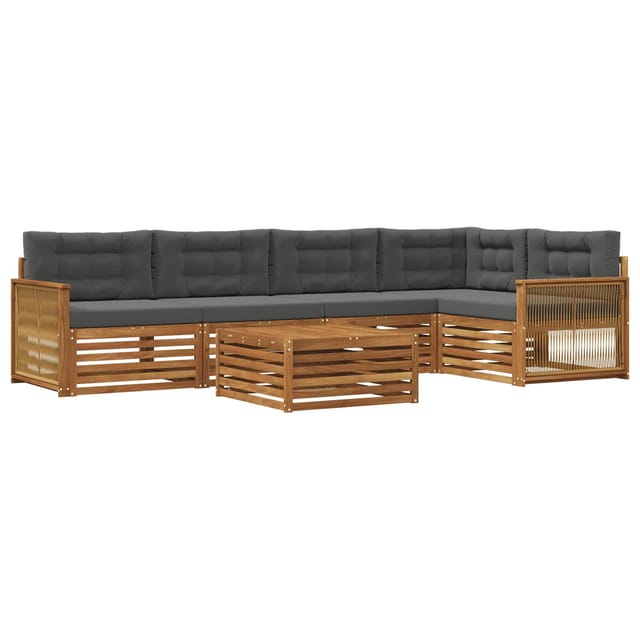 vidaXL Outdoor-Sofagarnitur mit Kissen 6 Stk Natur und Anthrazit 3383390