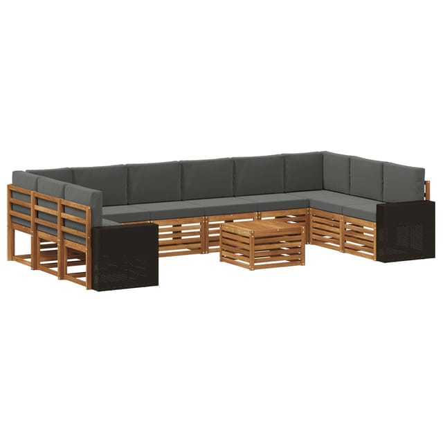 vidaXL Outdoor-Sofagarnitur 11 Stk Natur und Anthrazit Polyester 3384933