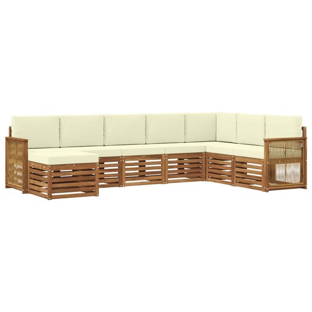 vidaXL Outdoor-Sofagarnitur mit Kissen 6 Stk Natur und Creme 3384716