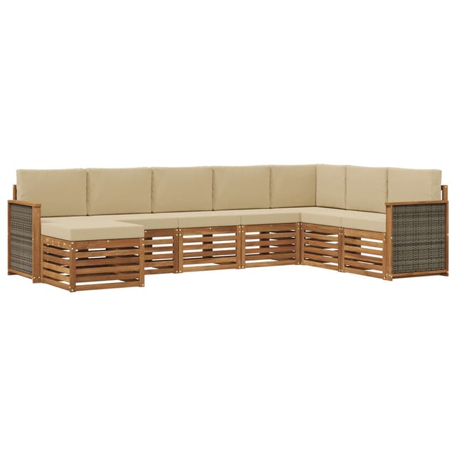vidaXL Outdoor-Sofagarnitur mit Kissen 6 Stk Natur 3384709
