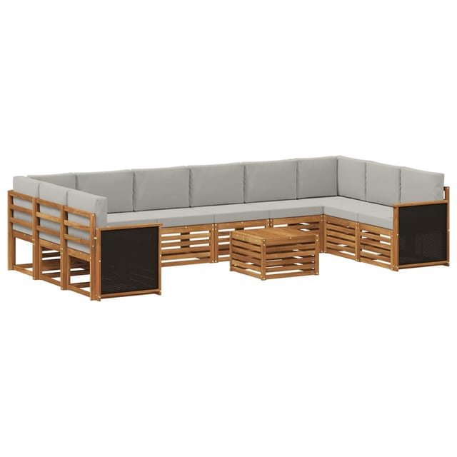 vidaXL Outdoor-Sofagarnitur mit Kissen 8 Stk Natur und Hellgrau 3384912