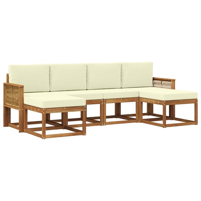 vidaXL Outdoor-Sofagarnitur mit Kissen 6 Stk Natur und Creme Polyester 3385436