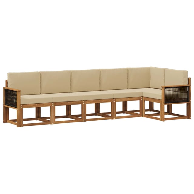 vidaXL Outdoor-Sofagarnitur mit Kissen 6 Stk Natur und Beige Polyester 3385254
