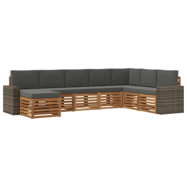 vidaXL Outdoor-Sofagarnitur mit Kissen 8 Stk Natur und Anthrazit 3384728