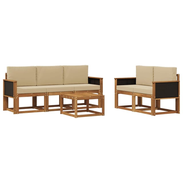 vidaXL Outdoor-Sofagarnitur mit Kissen 6 Stk Natur 3384984