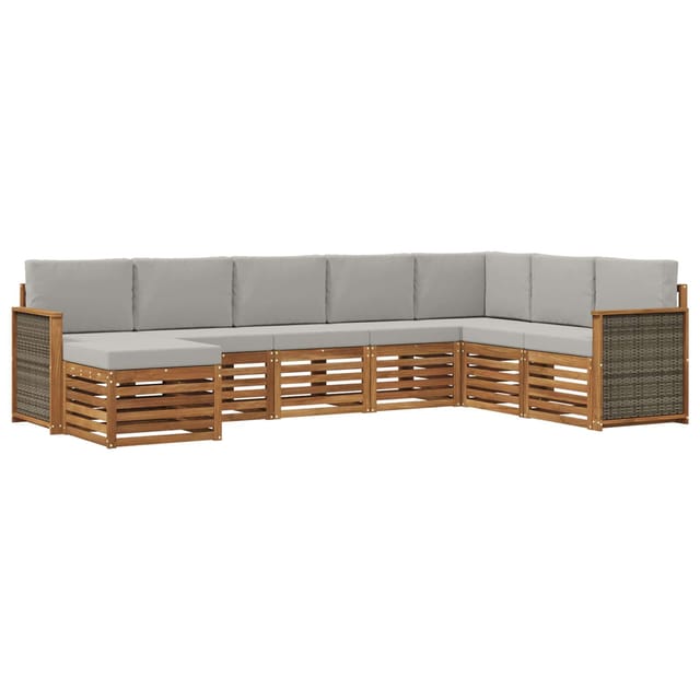 vidaXL Outdoor-Sofagarnitur mit Kissen 6 Stk Natur und Hellgrau 3384707