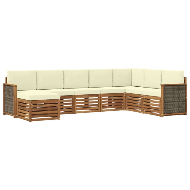 vidaXL Outdoor-Sofagarnitur mit Kissen 6 Stk Natur und Creme 3384706