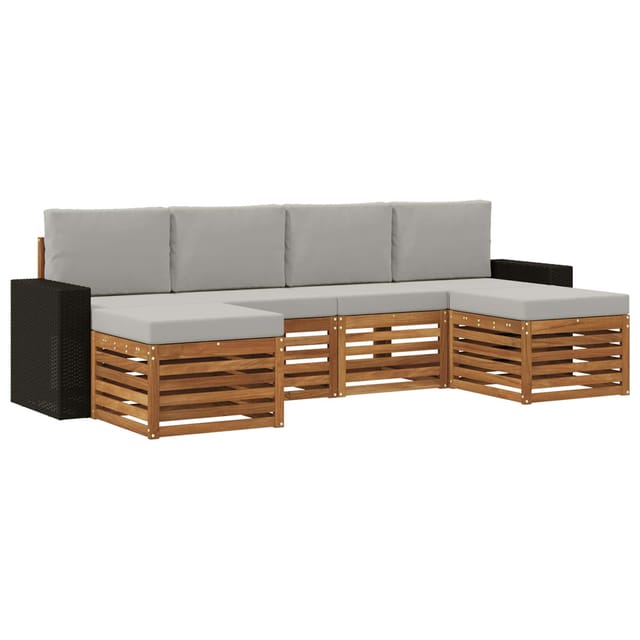 vidaXL Sofagarnituren 6 Stk Natur und Hellgrau Massivholz Akazie 3384692