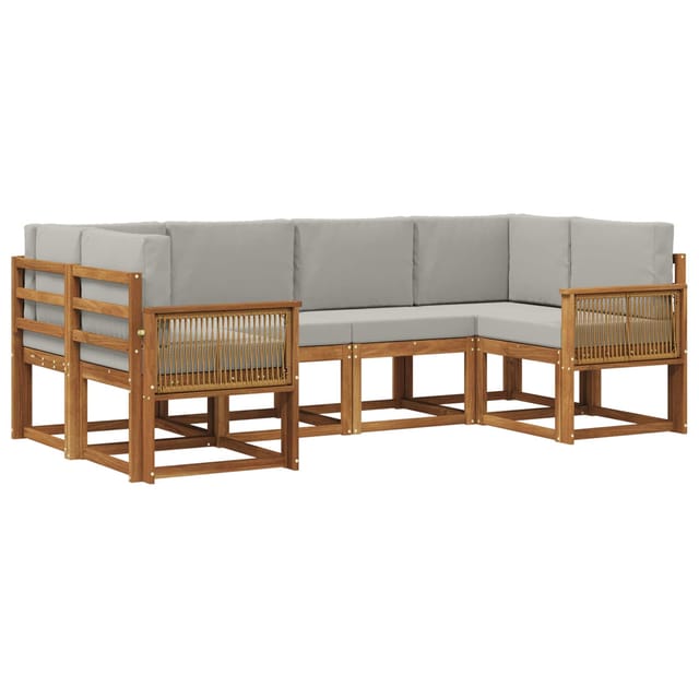 vidaXL Outdoor-Sofagarnitur mit Kissen 6 Stk Natur und Hellgrau 3385497