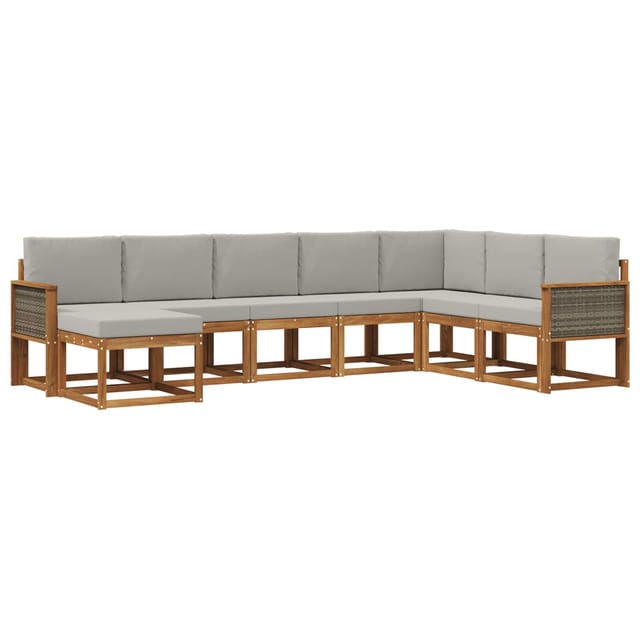 vidaXL Outdoor-Sofagarnitur mit Kissen 8 Stk Natur und Hellgrau 3385447