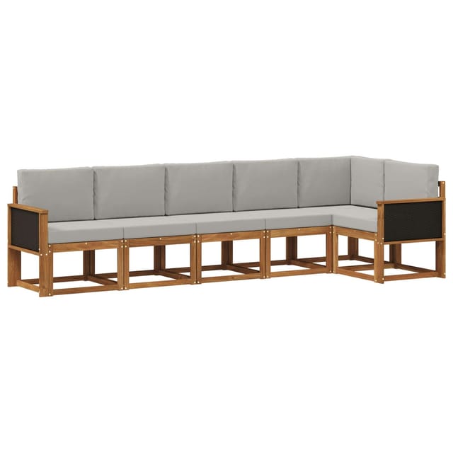 vidaXL Outdoor-Sofagarnitur 6 Stk Natur und Hellgrau Polyester 3385242