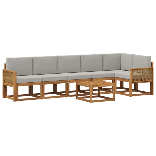 vidaXL Outdoor-Sofagarnitur 7 Stk Natur und Hellgrau Polyester 3385277