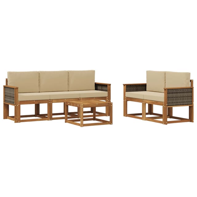vidaXL Outdoor-Sofagarnitur mit Kissen 6 Stk Natur 3384989