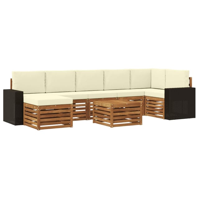 vidaXL Outdoor-Sofagarnitur mit Kissen 8 Stk Natur und Creme 3384661